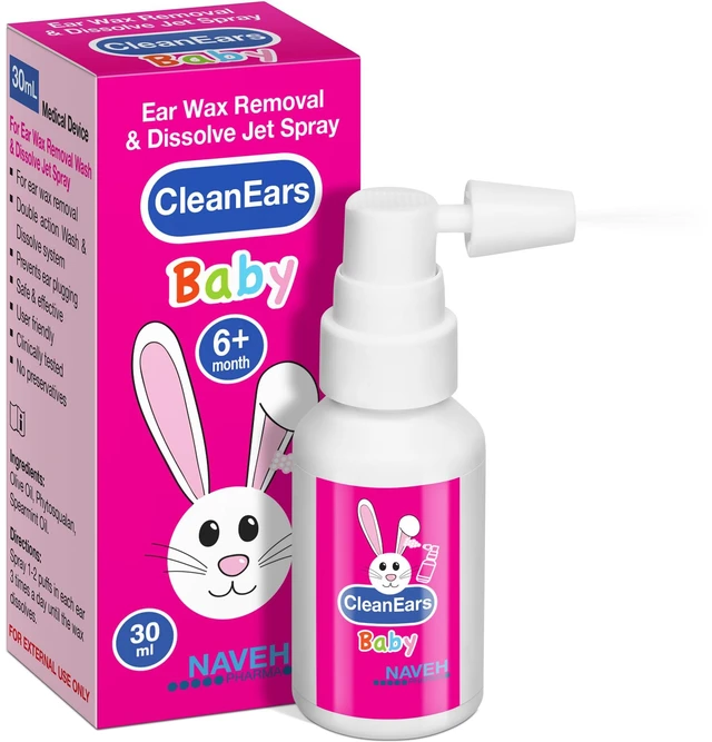 Main image of CleanEars Baby Ear Wax Removal Spray Gentle Earwax Softening for Infants & Children, Mild Non-Greasy Formula, Easy Spray Application (1 OZ)