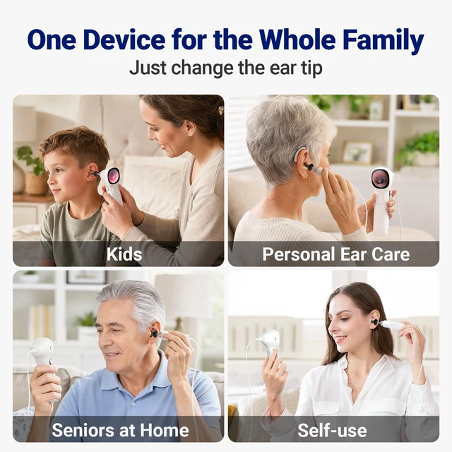 Alt view image 4 of 7 - Otoscope with Light, No App Needed, HD Screen, Ear Scope Camera for Family | Ear Camera with Earwax Removal Kit for Home Cleaning Checking, Photo & Video, 3.9mm Lens, 8GB Card, LED Light, Type-C Port