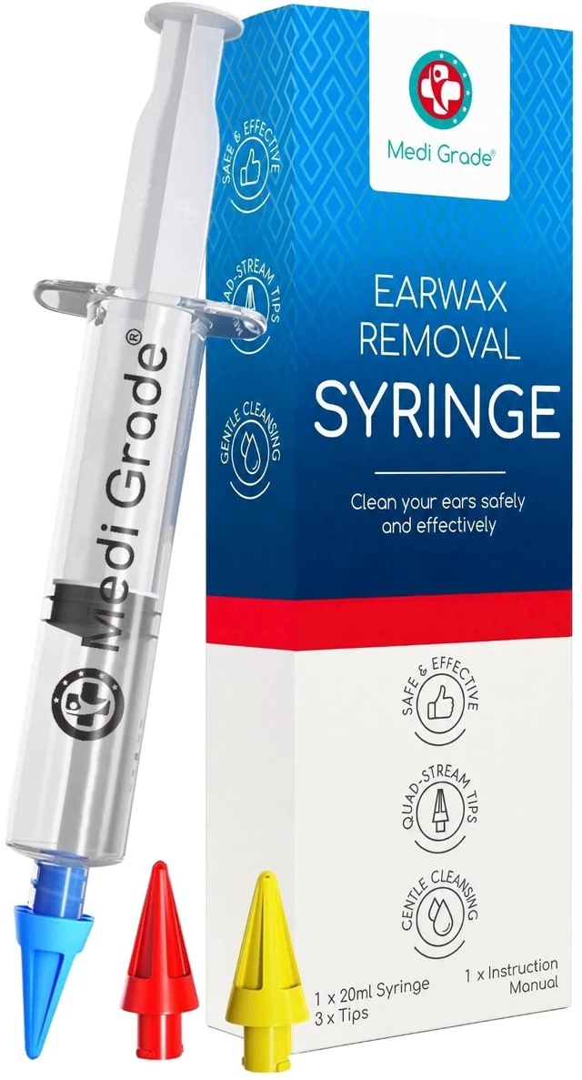 Main image of Ear Syringe Ear Wax Removal with 3 Quad-Stream Tips - Water Irrigation Ear Cleaner Ear Wax Remover for Hearing Clarity and Aural Hygiene - Ear Syringe Kit Earwax Remover Tool - 0.67 fl oz