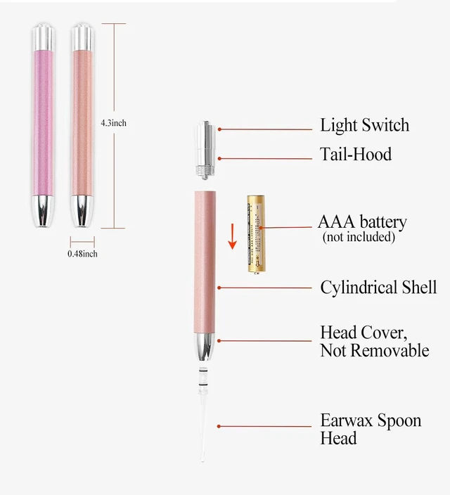 Alt view image 6 of 7 - Ear PickEar Wax Removal ToolLED Lights Ear Cleaning KitUpdated VersionNon-SlipSoft Safety Spoon HeadReplaceable and Easy to CleanSafe Material