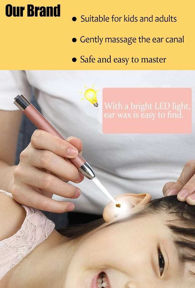 Alt view image 2 of 7 - Ear Wax Removal ToolEar PickLED Lights Ear Cleaning KitUpdated VersionNon-SlipSoft Safety Spoon HeadBPA FreeReplaceable and Easy to CleanSafe Material (Two Golden)