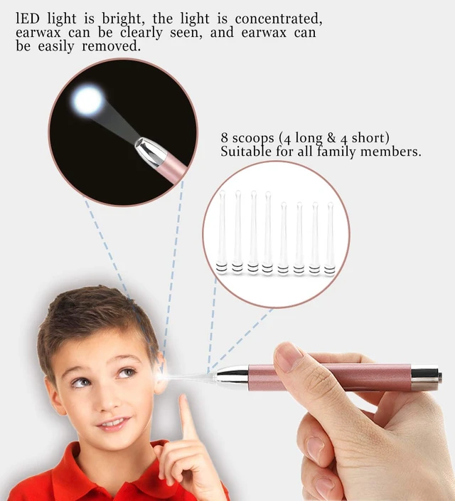 Alt view image 7 of 7 - Ear Wax Removal ToolEar PickLED Lights Ear Cleaning KitUpdated VersionNon-SlipSoft Safety Spoon HeadBPA FreeReplaceable and Easy to CleanSafe Material (Two Golden)