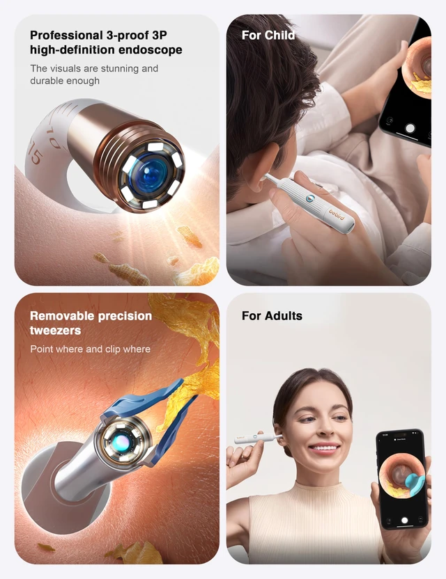 Alt view image 6 of 7 - Earsight Plus Ear Wax Removal Cleaner Tool for Adults & Kids (White) | Ear Camera with HD Visual Otoscope, Smart WiFi Earwax Cleaner Kit, Safe Silicone Flexible Scoops & Tweezers Tools