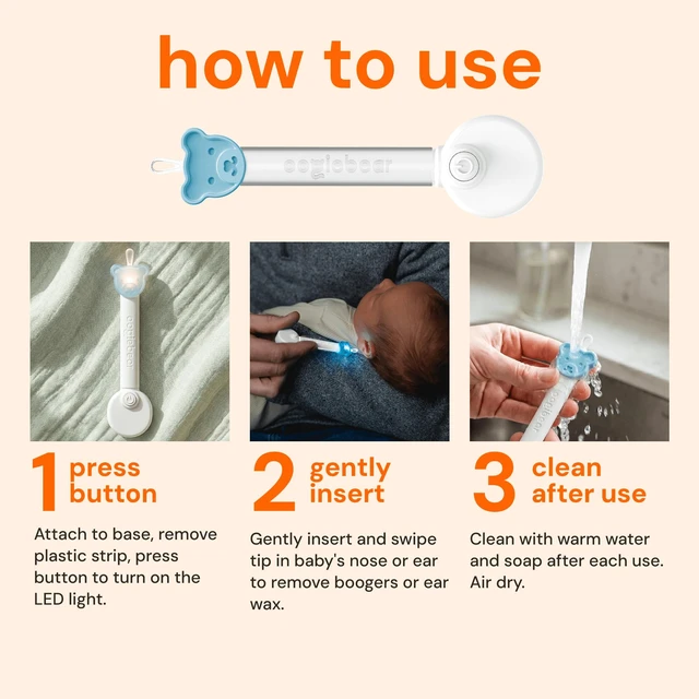 Alt view image 4 of 7 - Brite - Baby Nose Cleaner and Ear Wax Removal Tool. Baby Gadget with Nighttime LED Light. Safe Snot Booger Picker for Newborns, Infants & Toddlers
