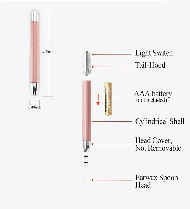 Alt view image 6 of 7 - Ear Wax Removal ToolEar PickLED Lights Ear Cleaning KitUpdated VersionNon-SlipSoft Safety Spoon HeadBPA FreeReplaceable and Easy to CleanSafe Material (Two Golden)