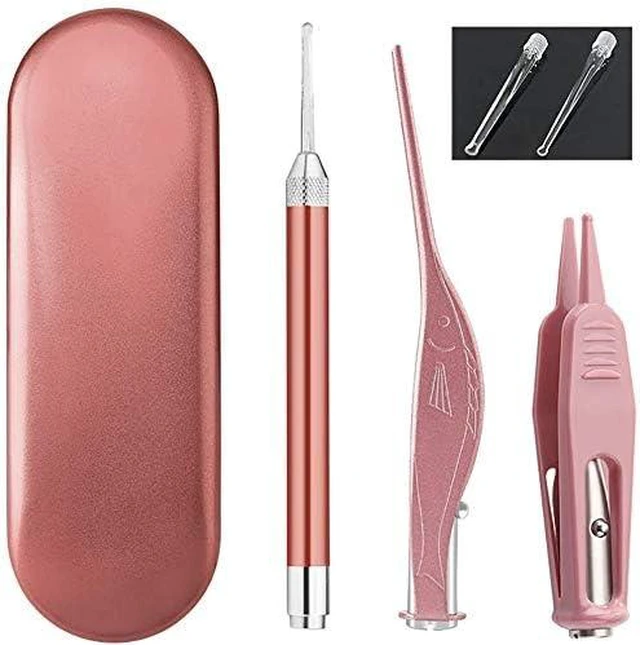Alt view image 7 of 7 - Ear Wax Removal Tools, Ear Pick Cleaner Kit with LED Light, Storage Box, Earwax Spoon Digger/Tweezers & Nose Cleaning Tweezers Clip, Ear Nose Health Care Cleaning Tools for Baby Kids Children Adults
