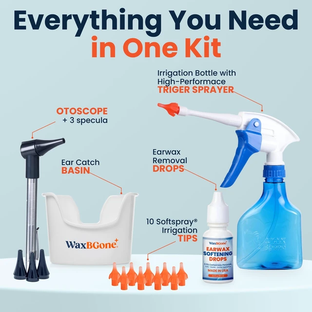 Alt view image 2 of 7 - Complete Ear Wax Removal Kit, Otoscope & Ear Drops, Premium Kit | Complete premium system combines 4X cleaning power, patented SoftSpray® tips, otoscope and drops for fast, gentle home use