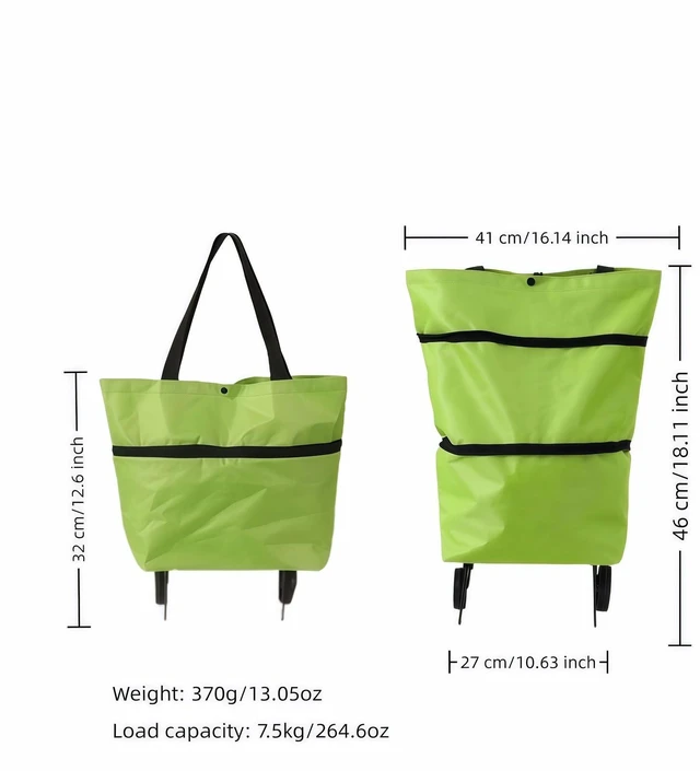Alt view image 4 of 7 - 2-in-1 Foldable Shopping Cart with Wheels,Waterproof & Sturdy Grocery Bag Hand Truck, Collapsible Portable Rolling Tote for Supermarket,Laundry,Travel,33 lbs Capacity,Waterproof Oxford Fabric