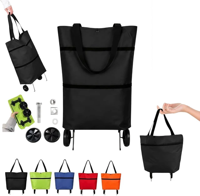 Main image of Foldable Shopping Bag with Wheels, Foldable Shopping Trolley (F) | 2 in 1 Foldable Shopping Cart with Wheels,Trolley Bags for Shopping Cart, for Market, Shopping, Travel & Daily Use,Reusable