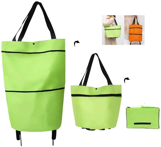 Main image of 2 in 1 Foldable Shopping Cart, 2023 New Foldable Shoppings Bag Carts with Wheels, Portable Rolling Tote Shoppings Bags with Wheels, Waterproof Trolley Collapsible Grocery Shopping Tote Bag Cart