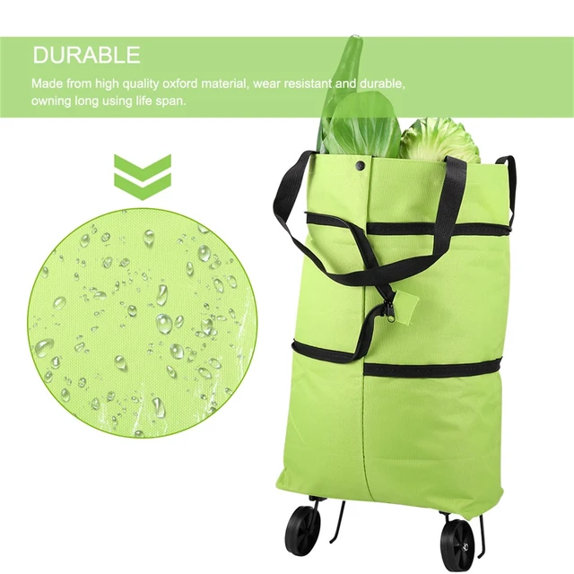 Alt view image 4 of 7 - 2 in 1 Foldable Shopping Cart, 2023 New Foldable Shoppings Bag Carts with Wheels, Portable Rolling Tote Shoppings Bags with Wheels, Waterproof Trolley Collapsible Grocery Shopping Tote Bag Cart