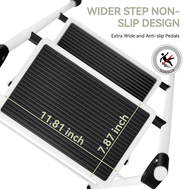 Alt view image 2 of 7 - Step Ladder 3 Step Folding with with Anti-Slip and Wide Pedal,Portable Foldable,Tall Sturdy Step Ladder with Handgrip for Home Kitchen Household,White