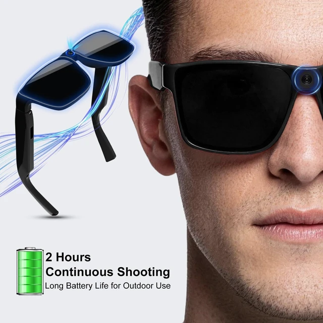 Alt view image 6 of 7 - 4K Bluetooth Smart Video Glasses with Camera Call Music Recording Meta glasses with hands-free POV recording, ideal for cycling, hiking, vlogging, driving, baseball & outdoor use