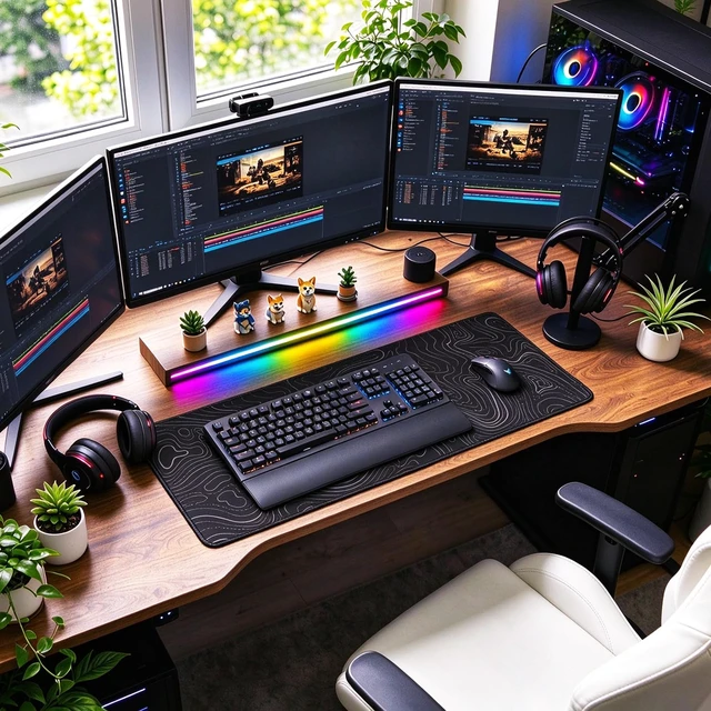 Alt view image 6 of 7 - Large Gaming Mouse Pad, Waterproof Extra Large Mousepad with Stitched Edges | Mouse Pad Gaming, 31.5" x 15.7" Non-Slip Rubber Base Office Extended Big Long Keyboard Pad for Office Gamer Home XXL