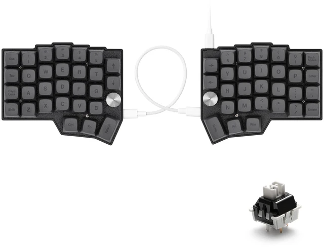 Main image of Borne 4x6 Split Mechanical Keyboard, Extended Corne Layout Ergonomic Keyboard, QMK/Vial Programmable, Hot Swappable RGB with Dual Rotary Encoders, Ready-to-Use Custom Keyboard for Coding