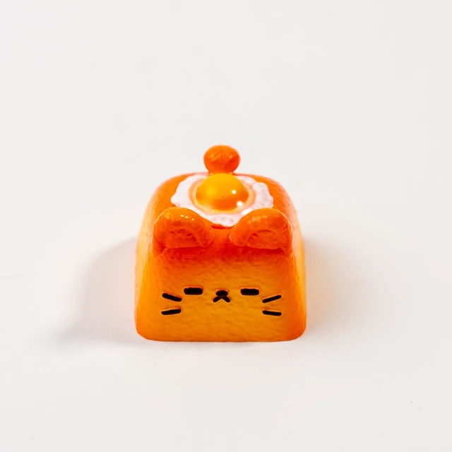 Alt view image 6 of 7 - Artisan Cat Keycap for Mechanical Keyboards, Orange Fried Egg Cat-Shaped, Handmade Resin, 1U Size, MX Switch Compatible, Decorative Design for Gaming and Typing (MMK-HBD)