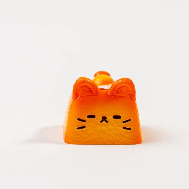 Alt view image 7 of 7 - Artisan Cat Keycap for Mechanical Keyboards, Orange Fried Egg Cat-Shaped, Handmade Resin, 1U Size, MX Switch Compatible, Decorative Design for Gaming and Typing (MMK-HBD)