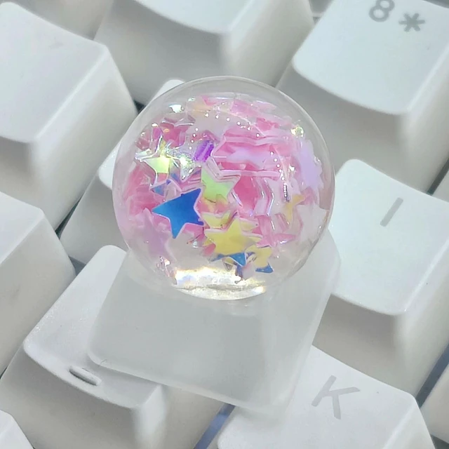 Alt view image 2 of 7 - Personalized Crystal Ball Keycap Handmade OEM Profile Base DIY Custom ESC Backlit Key Cap for Mechanical Keyboard MX Switch (Star)