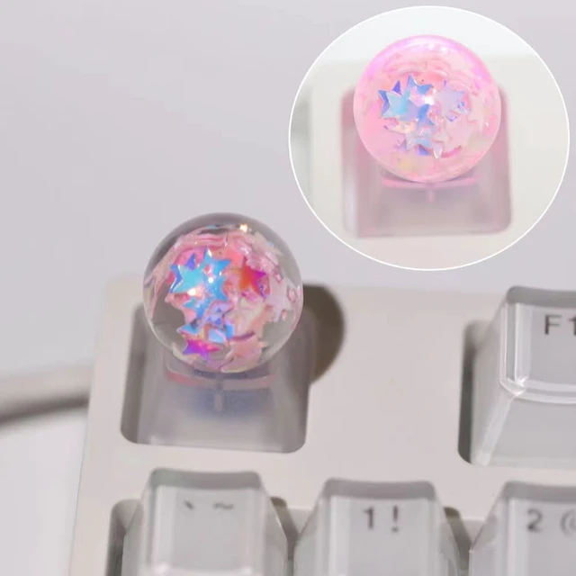 Alt view image 4 of 7 - Personalized Crystal Ball Keycap Handmade OEM Profile Base DIY Custom ESC Backlit Key Cap for Mechanical Keyboard MX Switch (Star)
