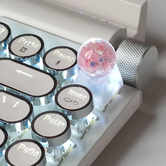 Alt view image 3 of 7 - Personalized Crystal Ball Keycap Handmade OEM Profile Base DIY Custom ESC Backlit Key Cap for Mechanical Keyboard MX Switch (Star)