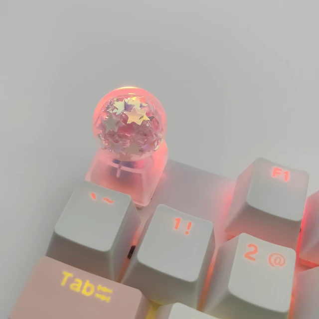 Alt view image 5 of 7 - Personalized Crystal Ball Keycap Handmade OEM Profile Base DIY Custom ESC Backlit Key Cap for Mechanical Keyboard MX Switch (Star)