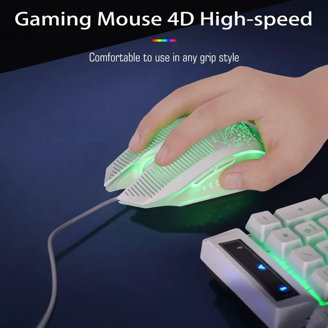 Alt view image 4 of 6 - 1910 White Gaming Keyboard and Mouse LED Backlit 104Keys Full Size | Wired Keyboard Mechanical Feeling Illuminated key Anti-Ghosting, Compatible with PC, Mac, PS4/5, Xbox