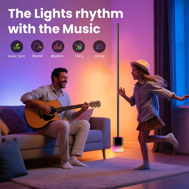 Alt view image 7 of 7 - Smart Floor Lamp, LED Corner Light Compatible with Alexa and Google Home, RGBW Lamp with APP and Remote Control, Music Sync, Modern Floor Lamp for Living Room, Bedroom