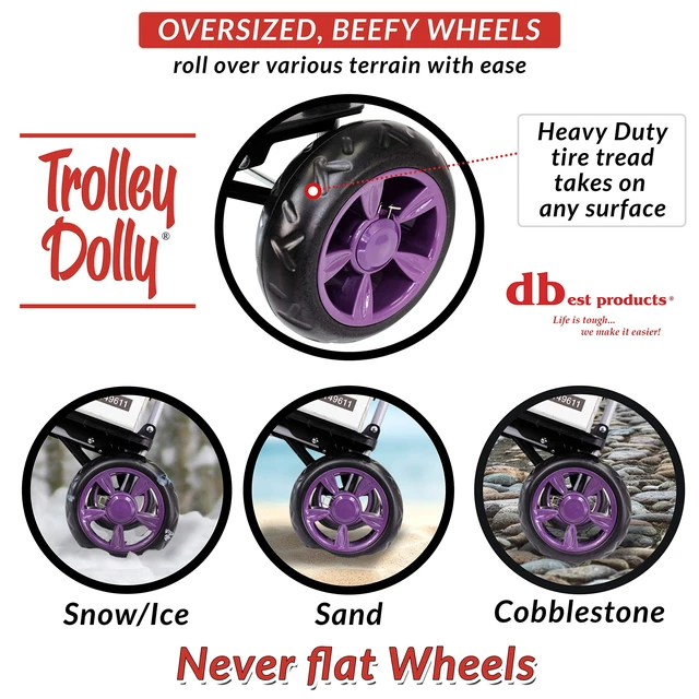 Alt view image 3 of 6 - Trolley Dolly Purple Foldable Shopping cart for Groceries with Wheels and Removable Bag and Rolling Personal Handtruck Standard, 1 unit