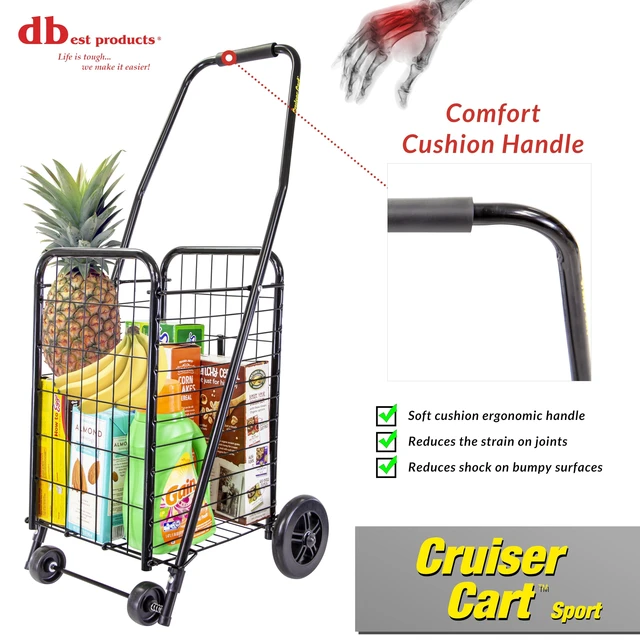 Alt view image 2 of 5 - Cruiser Cart Sport, Foldable Grocery Cart on Wheels,Multi-Use Collapsible Folding Laundry Basket with Wheels