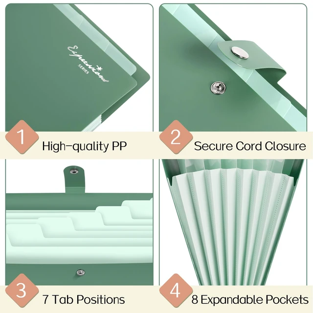 Alt view image 4 of 6 - Sooez 8-Pocket Expandable Accordion File Folder