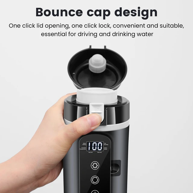 Alt view image 2 of 6 - Car Travel Electric Kettle 400ml Heating Mug, 12V-24V Compatible