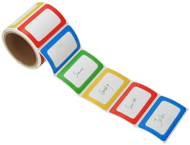 Alt view image 3 of 7 - MFLABEL Color Solid Name Labels - 200 Stickers, 3.5 x 2.25 Inches, with Color Border for Office, Meeting, School, Home, Event, Party