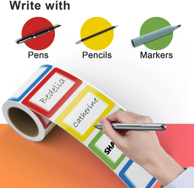 Alt view image 6 of 7 - MFLABEL Color Solid Name Labels - 200 Stickers, 3.5 x 2.25 Inches, with Color Border for Office, Meeting, School, Home, Event, Party