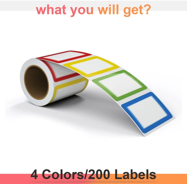 Alt view image 7 of 7 - MFLABEL Color Solid Name Labels - 200 Stickers, 3.5 x 2.25 Inches, with Color Border for Office, Meeting, School, Home, Event, Party