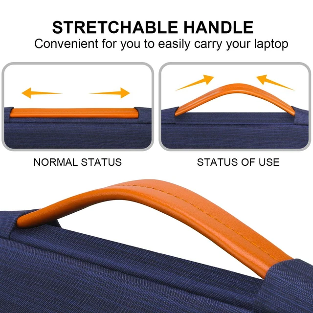 Alt view image 2 of 6 - Lacdo 360 15-15.6 Inch Laptop Sleeve for Acer HP Lenovo Asus Dell Inspiron 15, Blue