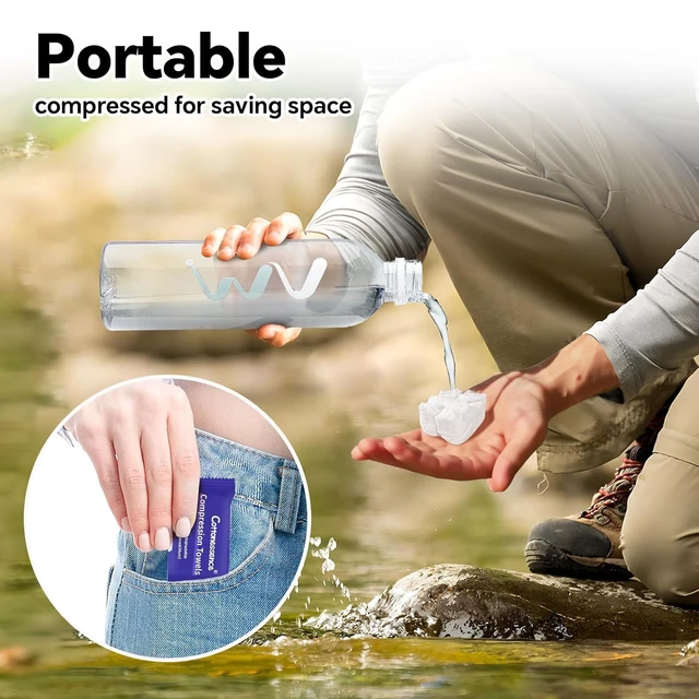 Alt view image 5 of 6 - Cottonessence Premium Compressed Towel 30 Count, 9.4 x 11.8 Inches, Individually Wrapped Cotton Wipes, Portable for Travel Camping Hiking Outdoor