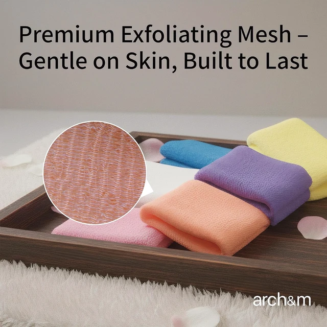 Alt view image 5 of 6 - ARCH&M Exfoliating Towel, Japanese Bath Towel, and Body Scrub 3-Pack