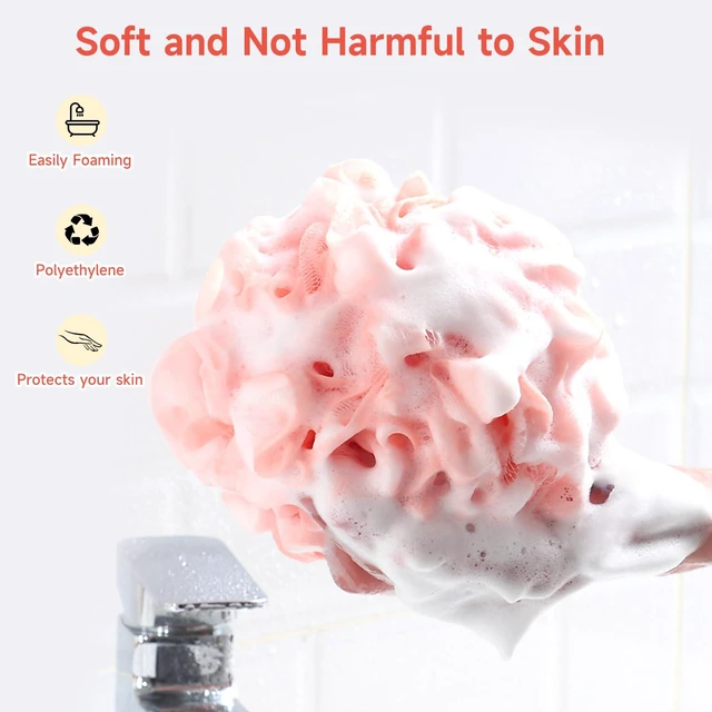 Alt view image 5 of 7 - Luffa Shower Sponge 50g Exfoliating Mesh Body Scrubber Back Washer for Bath, Soft Cleaning Accessories, 4 Colors