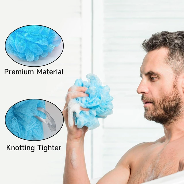 Alt view image 4 of 7 - Luffa Shower Sponge 50g Exfoliating Mesh Body Scrubber Back Washer for Bath, Soft Cleaning Accessories, 4 Colors