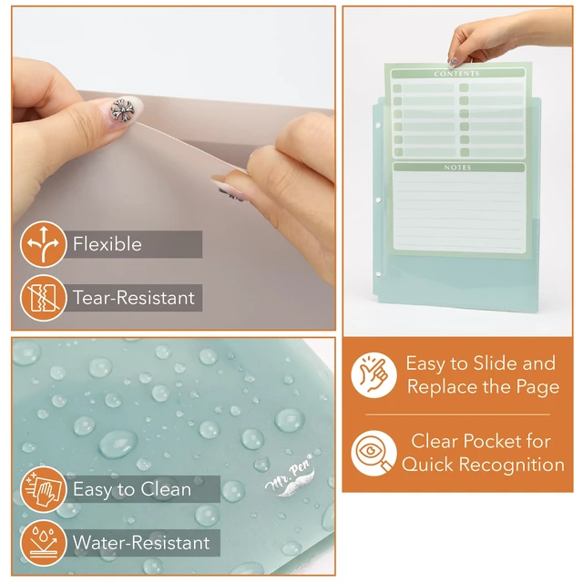 Alt view image 2 of 7 - Mr. Pen 3-Hole Plastic Folder with 2 Pockets, Clear Front Pocket, 5-Pack