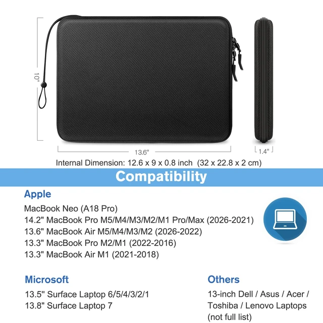 Alt view image 2 of 7 - FINPAC Hard Laptop Sleeve for MacBook Neo 33cm, MacBook Air 33cm