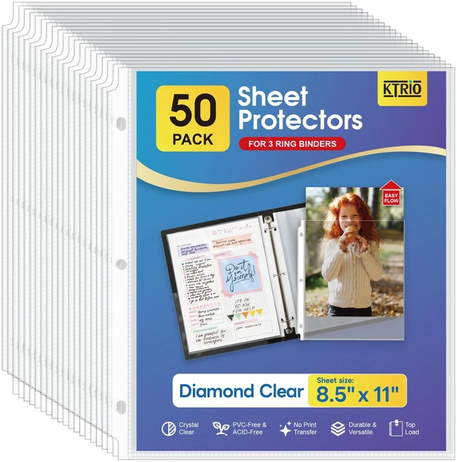 Main image of KTRIO Sheet Protectors 8.5x11 for 3 Ring Binder, 50 Pack