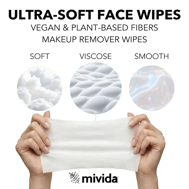 Alt view image 5 of 6 - Mivida Hypoallergenic Makeup Remover Wipes with Hyaluronic Acid, Dermatologist Tested, Alcohol & Fragrance Free, for Sensitive Skin, Travel Friendly, 2 x 25 Count