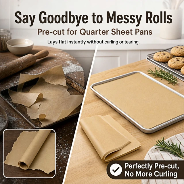 Alt view image 3 of 6 - 100 Pcs Precut 9x13 Inch Non-Stick Unbleached Parchment Paper Sheets