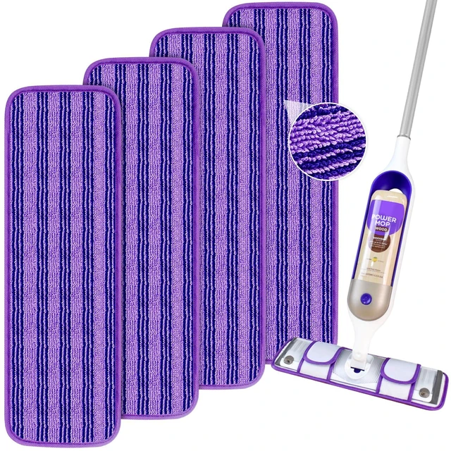 Main image of 4 Pack Upgraded Reusable Mop Pads for Swiffer PowerMop, Cationic Material, Multi-Surface Floor Cleaning Refills