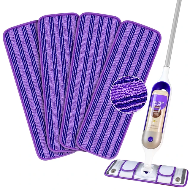 Alt view image 6 of 6 - 4 Pack Upgraded Reusable Mop Pads for Swiffer PowerMop, Cationic Material, Multi-Surface Floor Cleaning Refills
