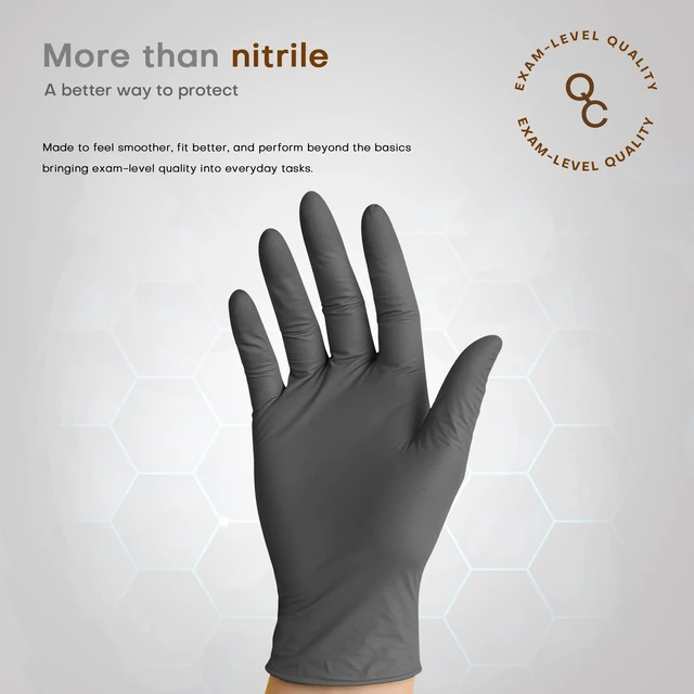 Alt view image 4 of 6 - SUP MED+ Black Nitrile Exam Gloves, 5 Mil Latex-Free Powder-Free Disposable Medical Food Safe Cooking Gloves, 75 or 750 Ct