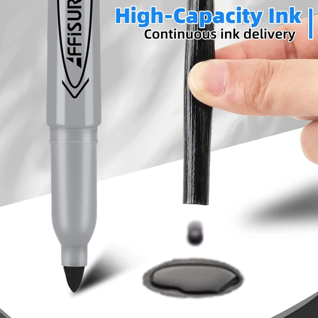 Alt view image 3 of 6 - 12 Pack Permanent Markers, Quick-Drying in 1 Second, Smooth, Erasure-Resistant, Durable for Glass, Tiles, Cloth, Gray Shell