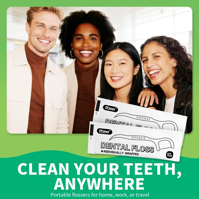 Alt view image 5 of 6 - 150 Count Dental Flossers Individually Wrapped, Floss Singles Bag, Travel Hotel Restaurant Office Car Flat Wire Dental Floss Picks
