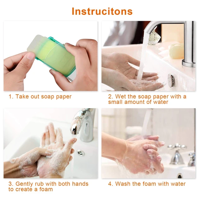 Alt view image 3 of 4 - HongyiTime 2 Boxes (100 Sheets) Hand Washing Soap Sheets for Outdoor Travel, Camping, Hiking, BBQ, Party, School, Girls